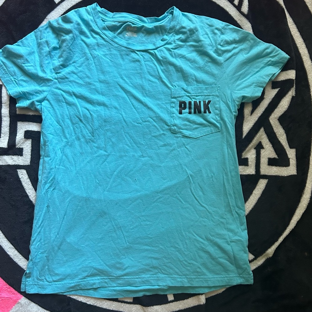 PINK Victoria's Secret Blue Short Sleeve Tee, FLAWED